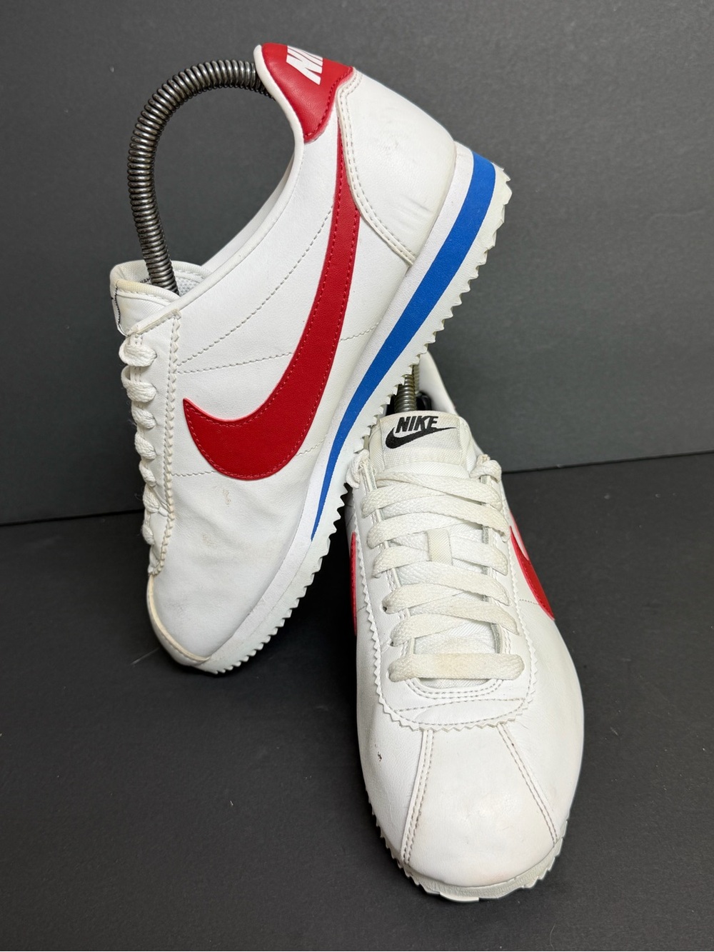 Nike Classic Cortez Leather Forrest Gump White Red Blue Women Size 7 - Picture 3 of 9